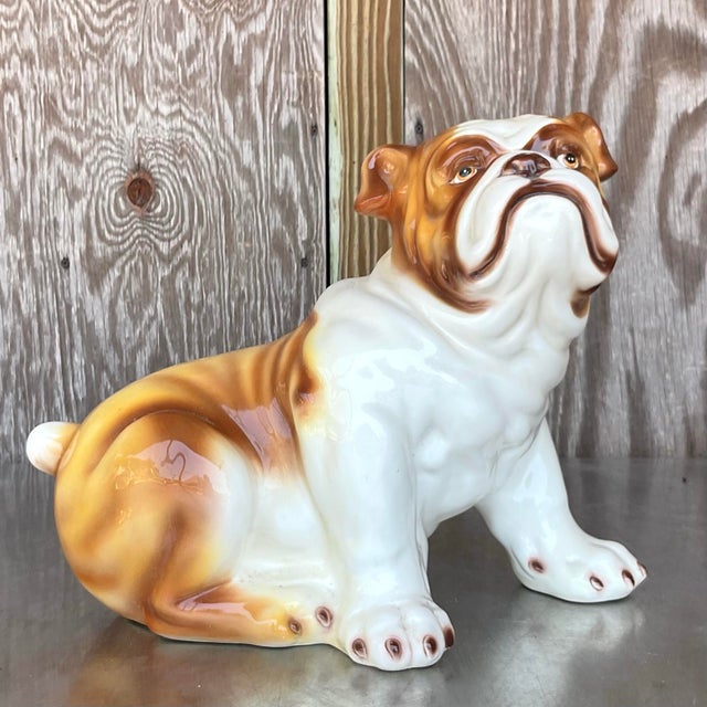 Vintage Italian Glazed Ceramic Bulldog For Sale - Image 4 of 6