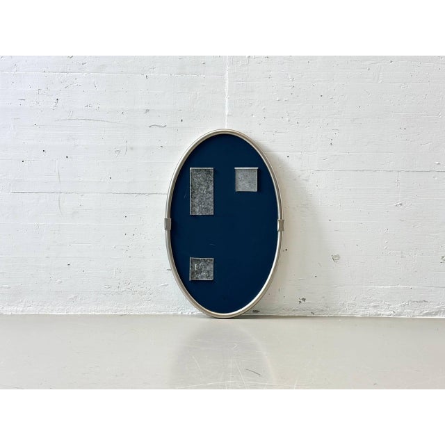 Oval Wall Mirror with Aluminum Frame, 1970s For Sale - Image 10 of 16