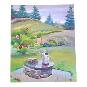 Watering Can on the Wishing Well Oil Painting
