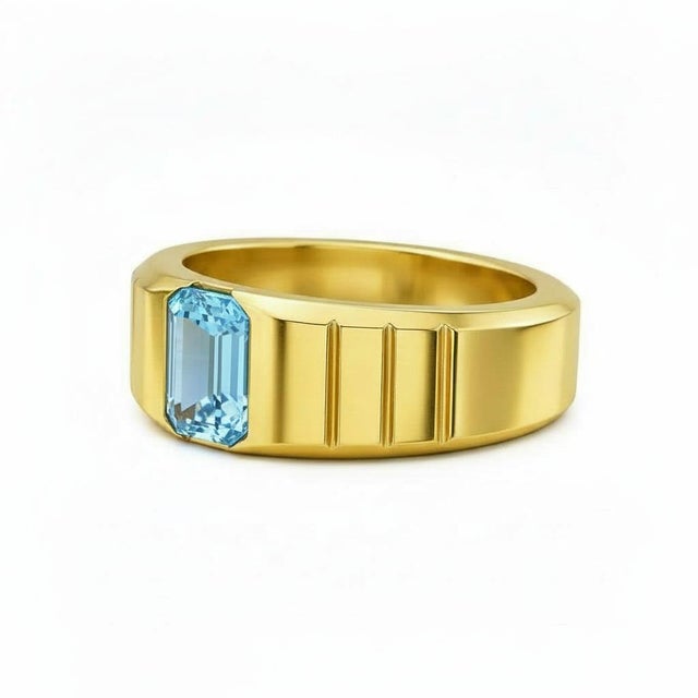 Topaz Solitaire Ring for Men Silver, Gold, Size 9.5 For Sale - Image 4 of 6