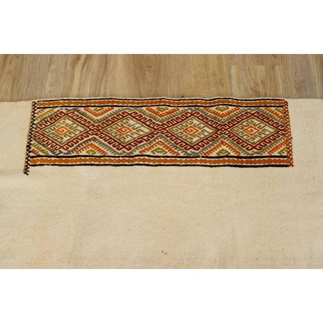 1970s Scandinavian Cream Ethnic Kilim Rug For Sale - Image 10 of 13