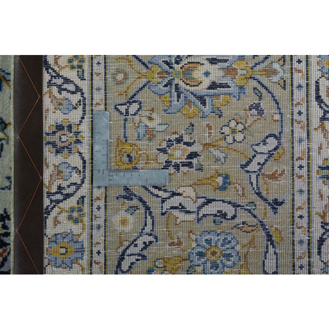 Hand-Knotted Kashan Oriental Rug in Pistachio Green with Floral Motifs For Sale - Image 12 of 13