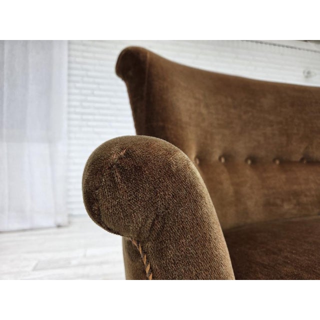 Danish 2-Seater Sofa in Green Furniture Velour, 1960s For Sale - Image 6 of 18