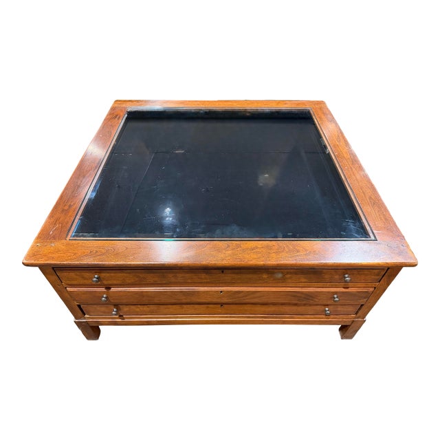 Bob Timberlake Glass Top Curio Style Coffee Table With 3 Drawers For Sale
