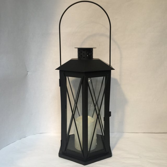 Black Metal Electric Candle Lantern Chairish