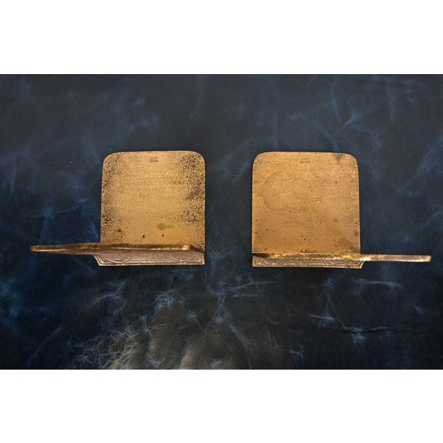Metal Tiffany Studios New York Bronze Doré Zodiac Bookends, Circa 1910 For Sale - Image 7 of 13