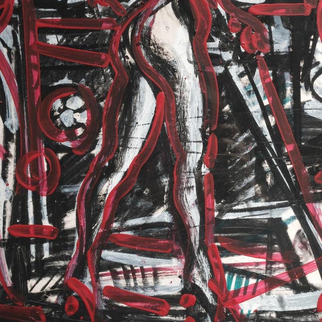 Markus Tollmann (born 1963 in Buer) "In the Bar" signed and dated '96 on the right, mixed media on paper, framed behind...