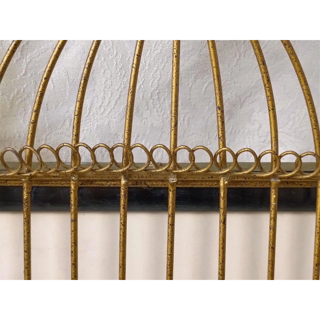 1950s Chinoiserie Caged Blue Bird Original Watercolor Painting by William Edwin Fager Gilt Metal Birdcage Frame For Sale - Image 12 of 17