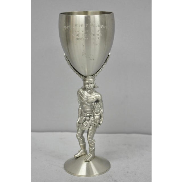 Vintage Royal Order of Jesters Figural Pewter Metal Mirth Is King Award Goblet For Sale - Image 14 of 14