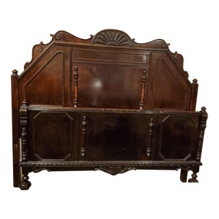 1940s Kroehler Walnut Headboard & Footboard For Sale