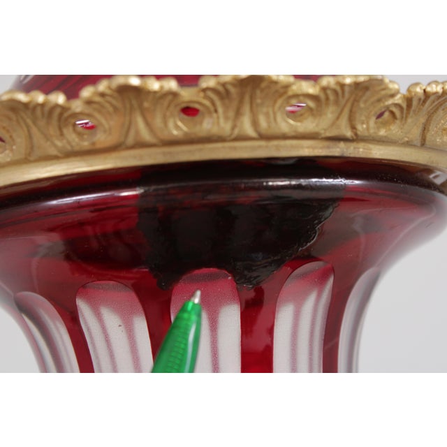 Pair Palatial Bohemian Cut to Clear Crystal Bronze Urns For Sale - Image 15 of 18