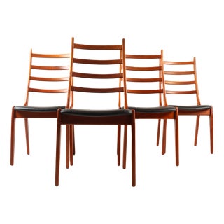 Vintage Danish Teak High-Back Dining Chairs by Korup Stolefabrik, 1960s, Set of 4 For Sale