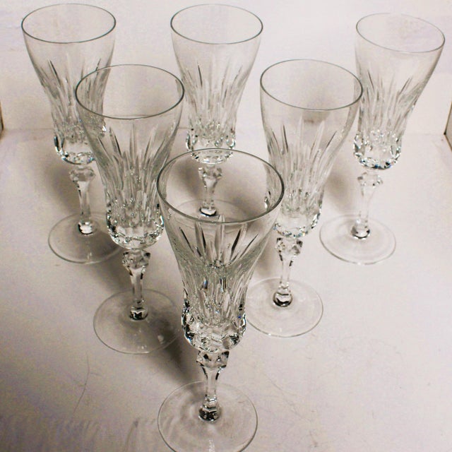 Tall Crystal Champagne Glasses, 1890s, Set of 6 For Sale - Image 9 of 10