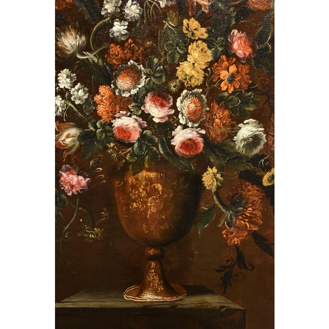 Andrea Scacciati, Flowers Still Life, 1680, Oil on Canvas, Framed For Sale - Image 7 of 15