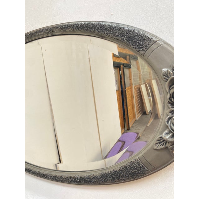 Silver Art Deco Pewter Wall Mirror, 1920 For Sale - Image 8 of 11