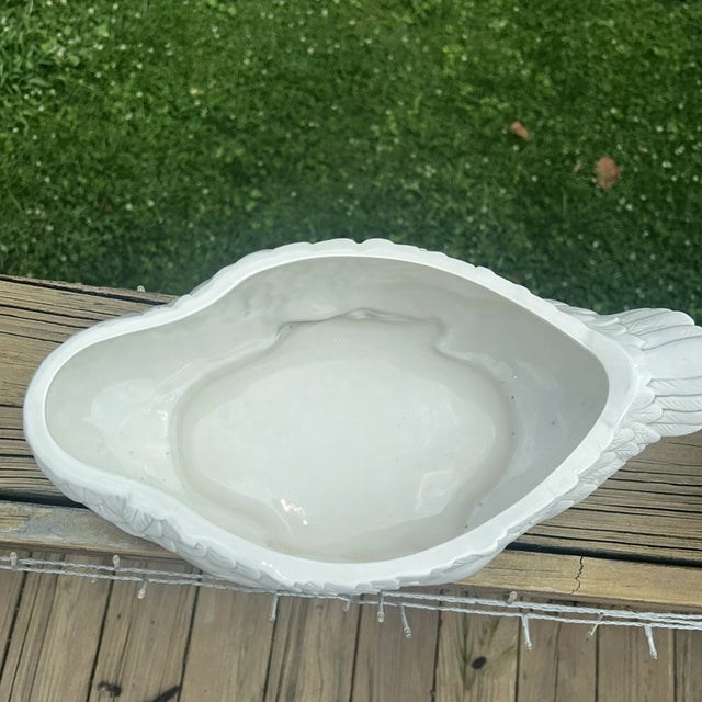 1990s Vintage 1976 Fitz & Floyd Ceramic Goose Swan Soup Tureen W/ Ladle Spoon For Sale - Image 5 of 10