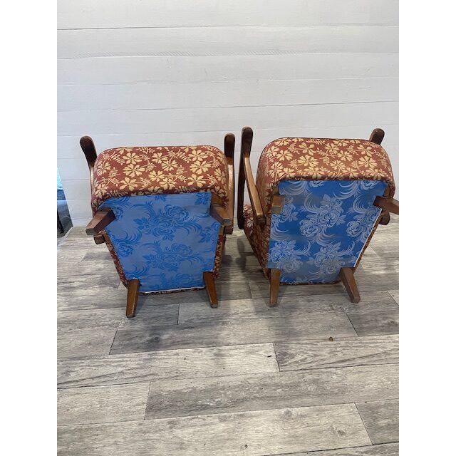 1920s Art Deco Relax Chairs Mad Man by Halabala for Pravenec, 1920, Set of 2 For Sale - Image 5 of 6