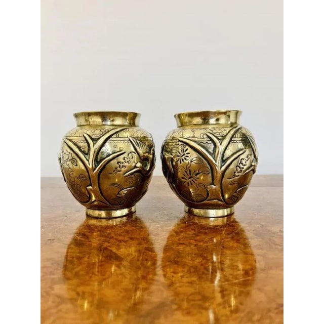 Chinese Brass Vases, 1890s, Set of 2 For Sale - Image 3 of 7