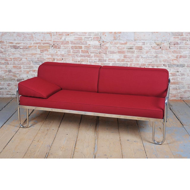 Czech Bauhaus Sofa in Chrome-Plated Steel attributed to Robert Slezák, 1930s For Sale - Image 4 of 11