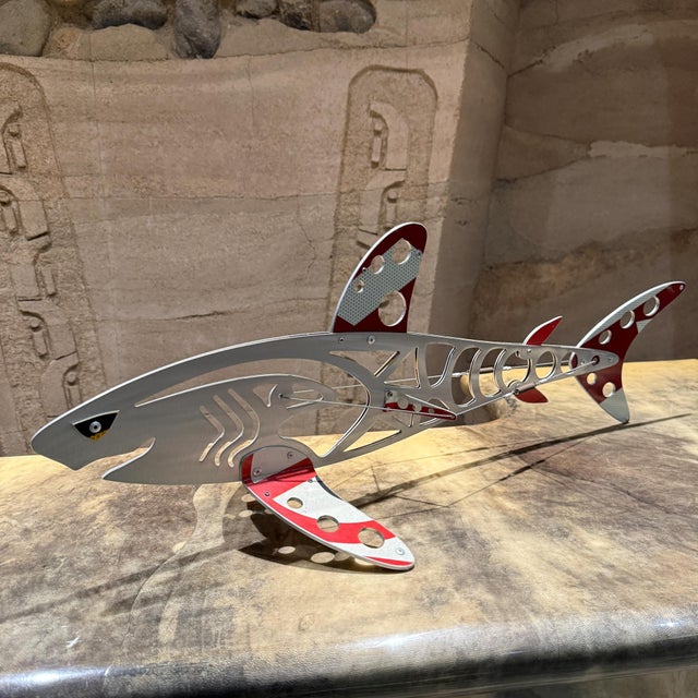 Maco Shark Aluminum Industrial Sculpture One of Kind Signed Modern For Sale - Image 11 of 17