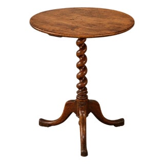 19th Century English Oak Round Barley Twist Table For Sale