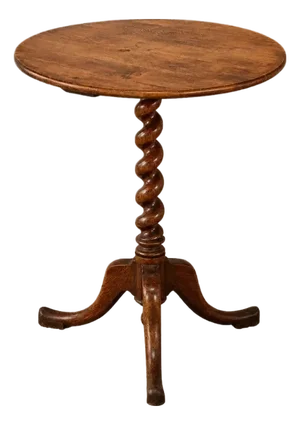 19th Century English Oak Round Barley Twist Table