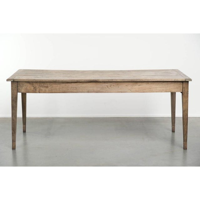 Antique French Greyed Oak Dining Table with Baguette Drawer For Sale - Image 5 of 13