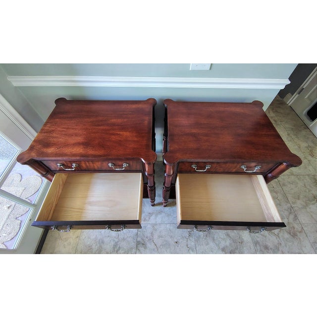 Wood Set of Two Drawer Mahogany Nightstands by Ethan Allen For Sale - Image 7 of 17