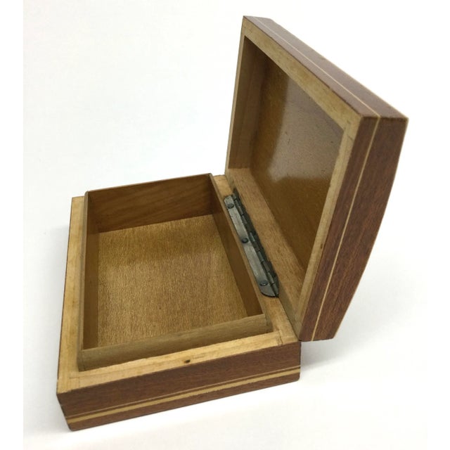 Wood French Artisan Vintage Wood Lidded Treasure Trinket Box For Sale - Image 7 of 13