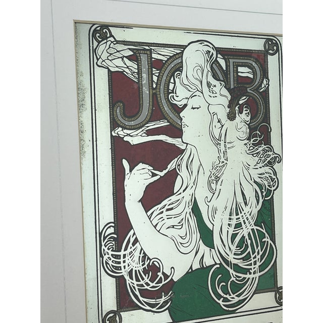 Vintage Art Nouveau Mirror with Job Cigarettes Advertising by Alphonse Mucha, 1970s For Sale - Image 16 of 18