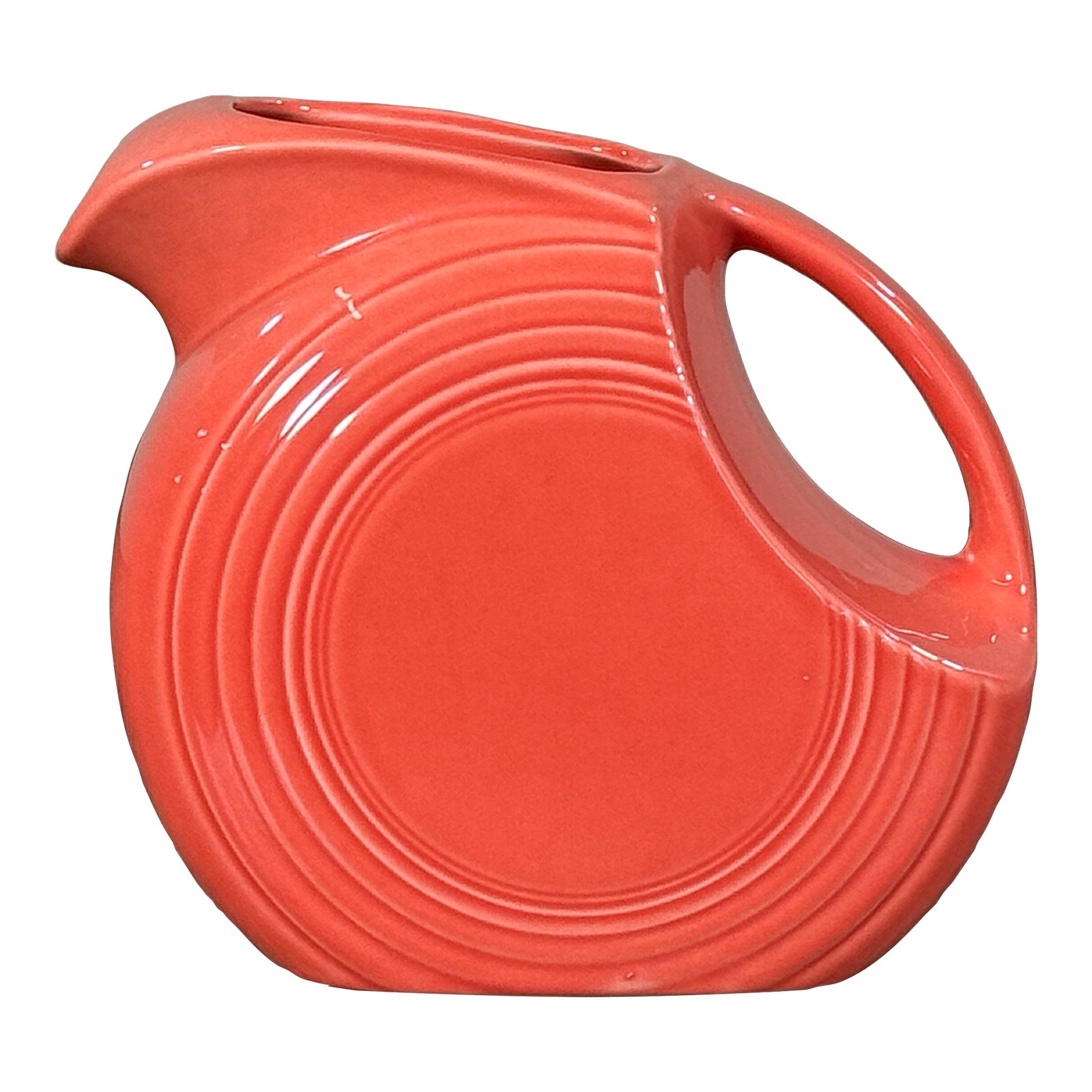 Vintage Fiesta Ware Disc Pitcher in Red Persimmon Glaze by Homer Laughlin