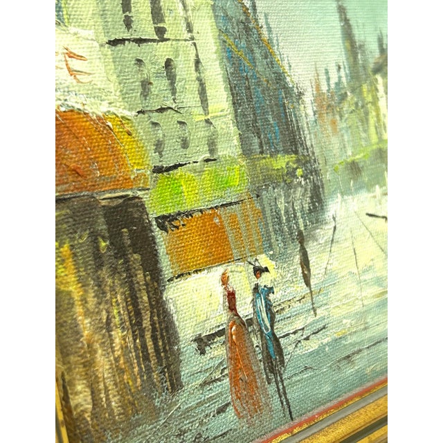 Wood 1950s Paris Street Scene Oil Paintings – Signed Cityscape Pair For Sale - Image 7 of 12