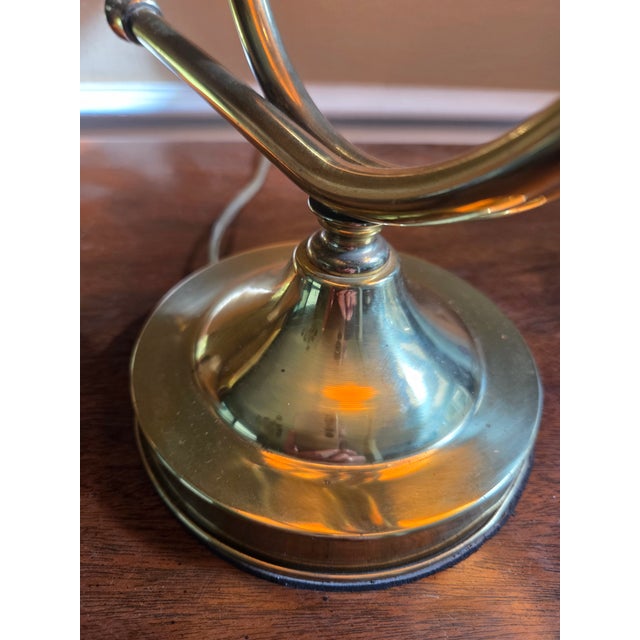 Vintage Brass Horn-Shaped Lamp Table Lamp For Sale - Image 9 of 13