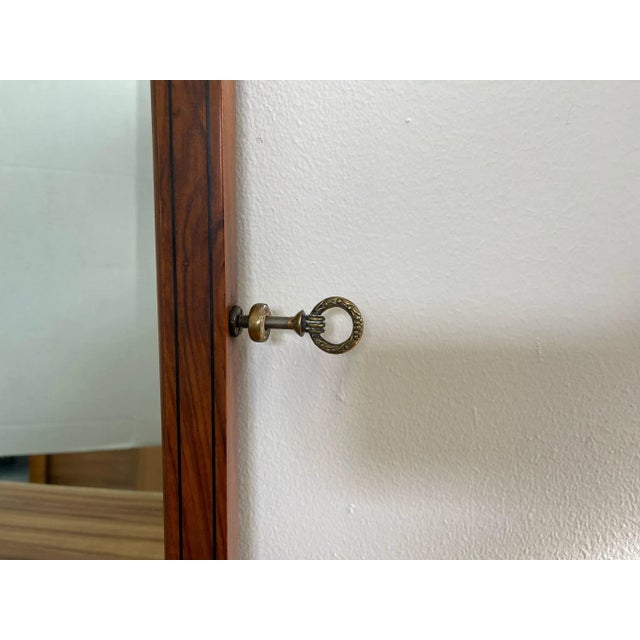 Wood Vintage Wood Framed Mirror With Wood Inlay and Decorative Handles For Sale - Image 7 of 7