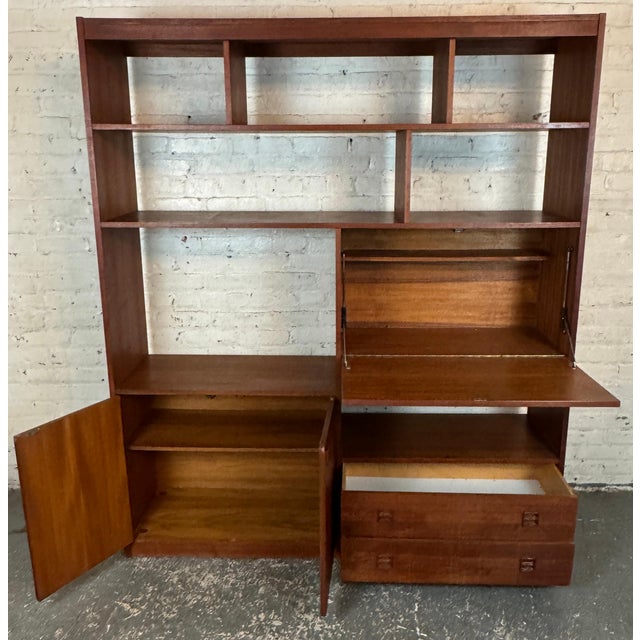 Mid 20th Century Danish Teak Wall Unit / Media Console For Sale - Image 4 of 13