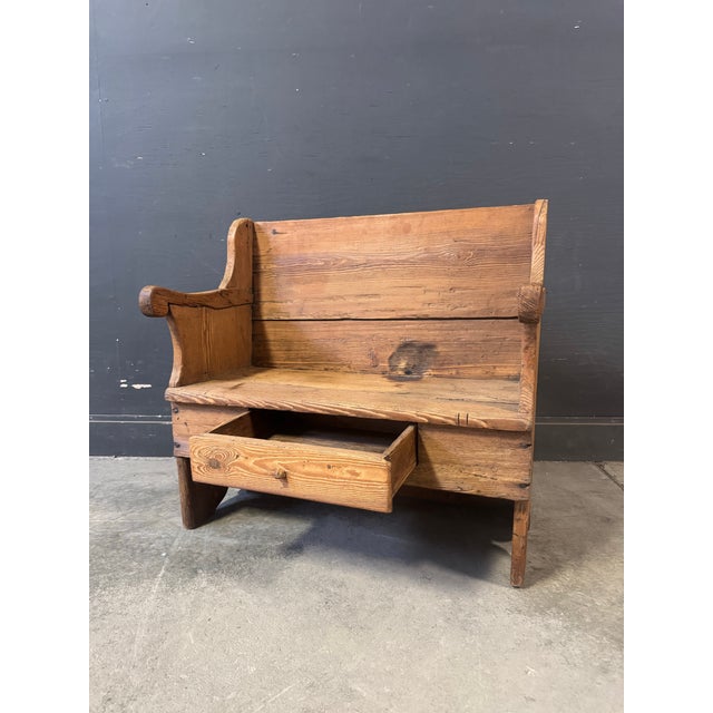Brown 19th Century French Fireplace Bench With a Drawer For Sale - Image 8 of 12