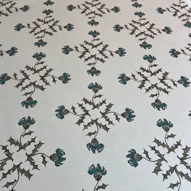 American Heather Chadduck Textiles Thistleton Juniper Linen Fabric- 5 Yards For Sale - Image 3 of 7