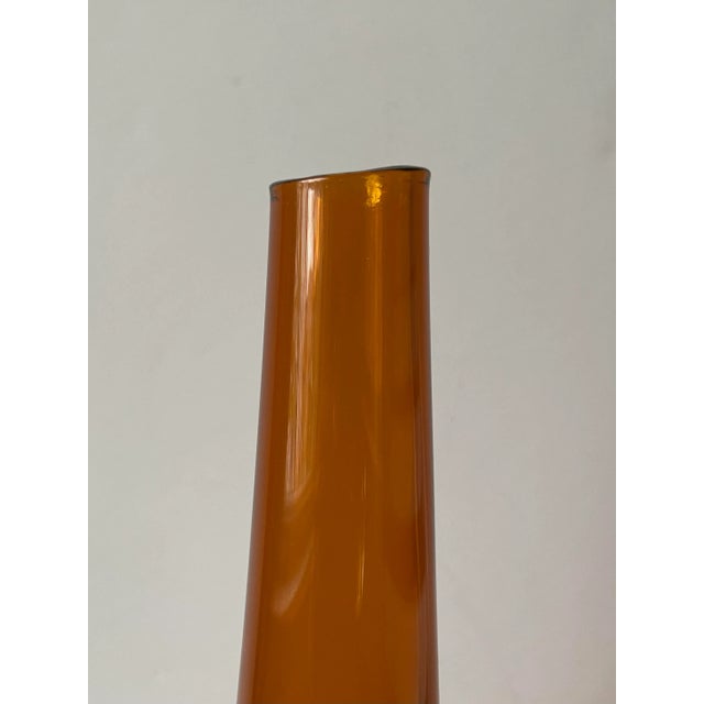 Wayne Husted Large Vintage Mid Century Modern Amber Glass Bottle Floor Vase For Sale - Image 4 of 8