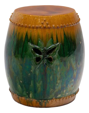 Chinese Sancai Butterfly Garden Drum, C. 1920
