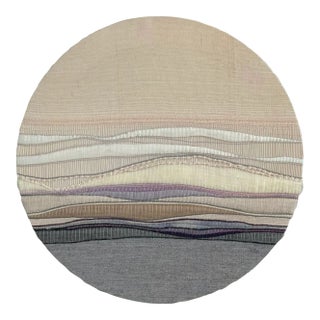 Vintage Pamela Twycross-Reed Large Round Fiber Art Abstract Landscape For Sale