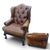 Animal Skin Vintage Zagaroli Chesterfield Hairy Claws Wingback Leather Chair & Ottoman For Sale - Image 7 of 12