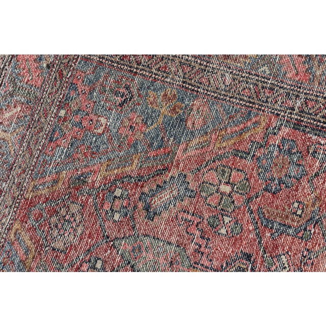 Antique Persian Hamadan Rug With Colorful Geometric Medallion on Red Background For Sale - Image 12 of 12