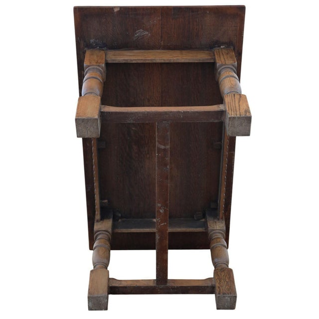 Brown Antique Oak Refectory Kitchen Dining Table, 1890s For Sale - Image 8 of 9