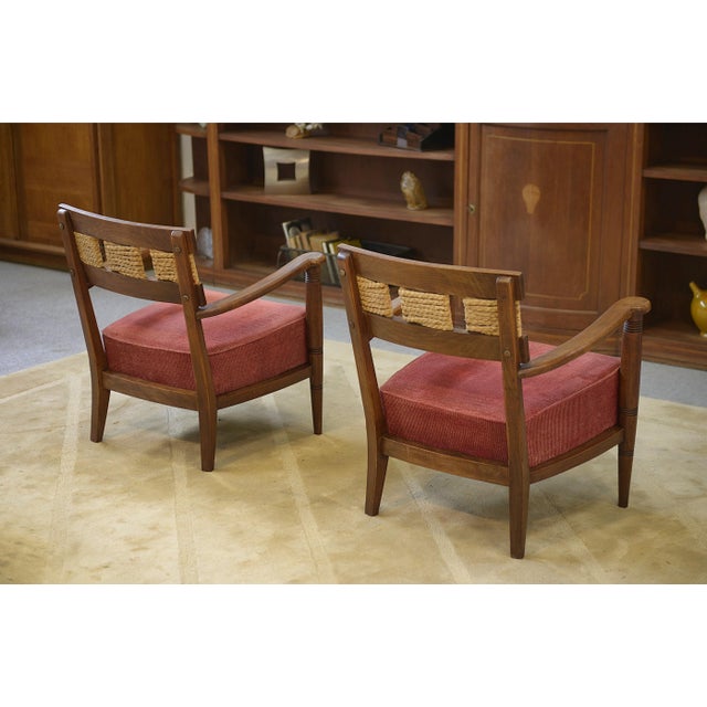 Wood Brutalist Armchairs attributed to Audoux Minet, 1950s, Set of 2 For Sale - Image 7 of 14