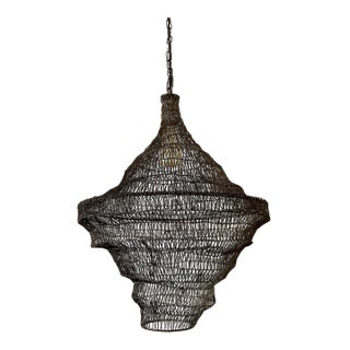 Revelation Industrial Modern Black Wire Mesh Pendant Light For Sale