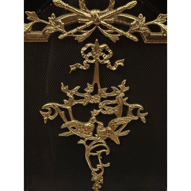 French Ornate Brass Fireplace Screen Bird Design French Louis XVI Empire Style For Sale - Image 3 of 5