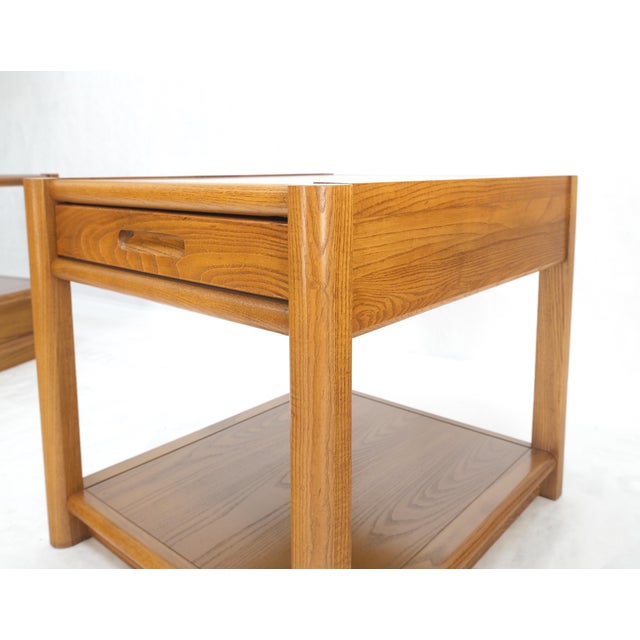 Pair Quality Glass Top One Drawer Side End Tables Nightstands Thomasville Mint! For Sale - Image 15 of 18