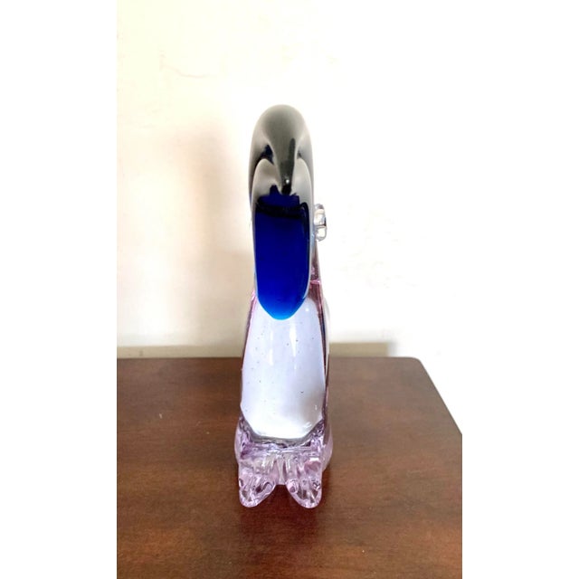 Fun purple and cobalt blue mouth blown art glass pelican figure Add to a nautical theme or a color spot to a shelf or...