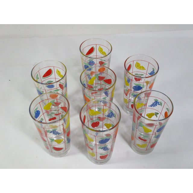 1960s Set of 7 Vintage Fruit Drinking Glasses For Sale - Image 10 of 10