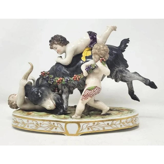 Group of Children Playing with a Goat from Ludwigsburg Porcelain For Sale - Image 8 of 9